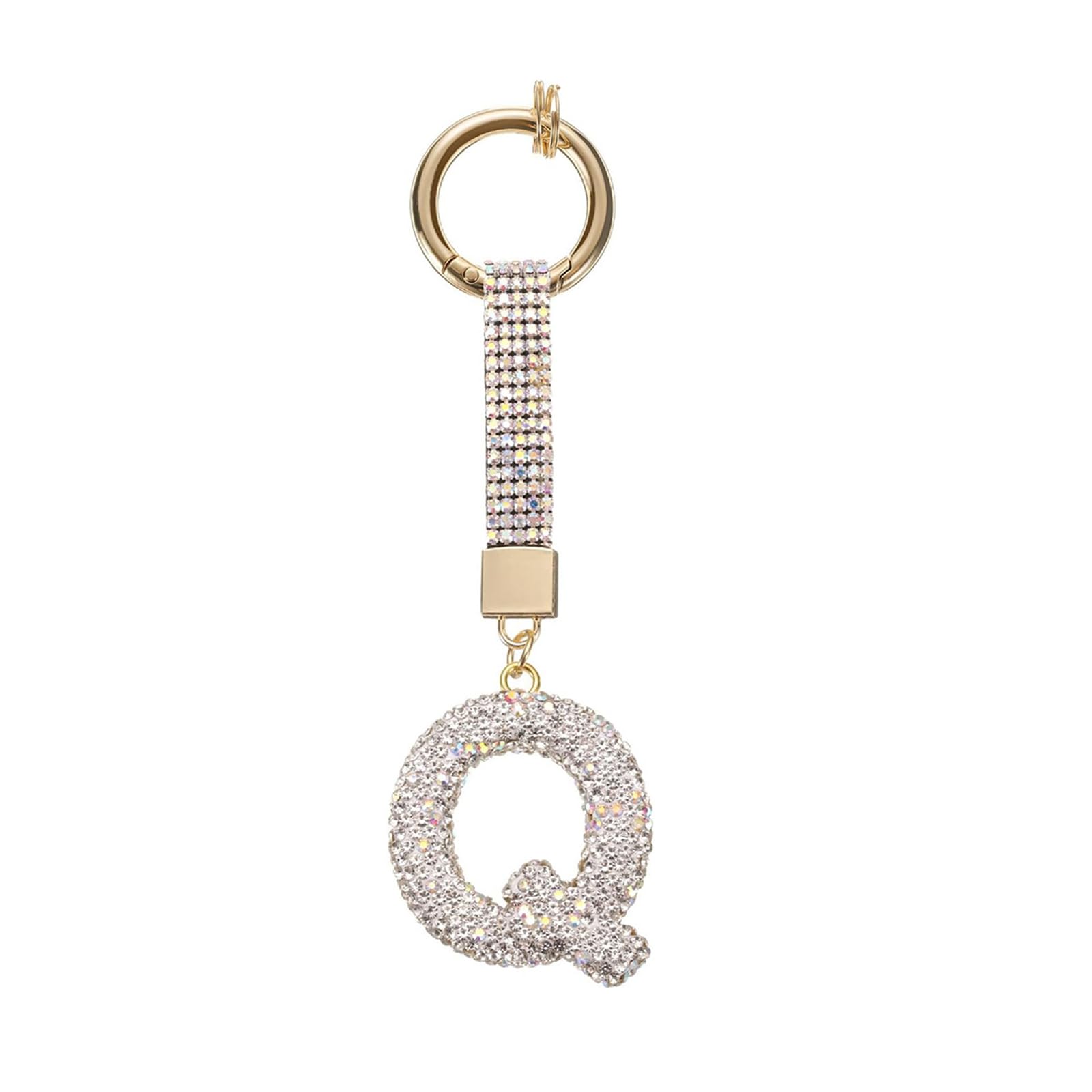 APGLSXY Glittering Initial Charm Keyring Premium Alloy Pendant Individualized Bag Decoration Keyrings Pendant for Adults Rhinestones Letter Keychain
