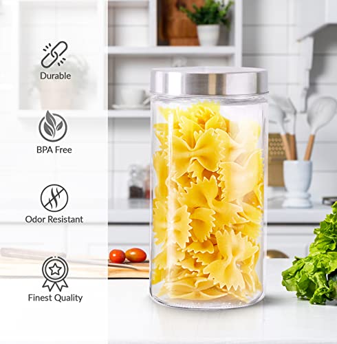 Glass Storage Jars Large – 3Pcs Round Container Sets For Kitchen Counter – Sealed Lids For Prolonged Freshness – Elegant And Modern 10 Inches Tall #TOP3