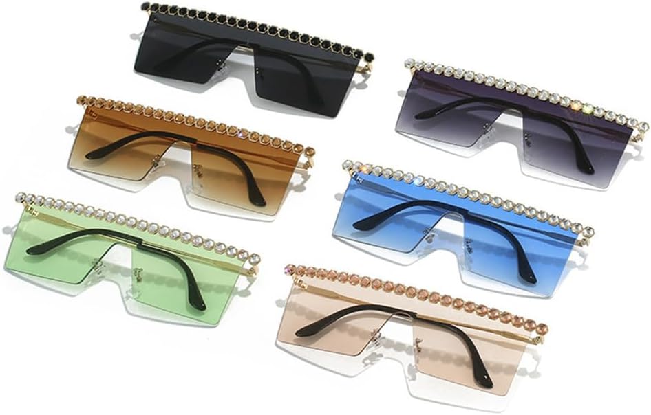 Frameless Integrated Lens Set With Diamonds Sunglasses Designer Sun Glasses For Women