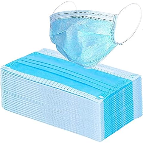 Wecolor 100 Pcs Disposable 3 Ply Earloop Face Masks, Suitable for Home, School, Office and Outdoors (Blue) Cover