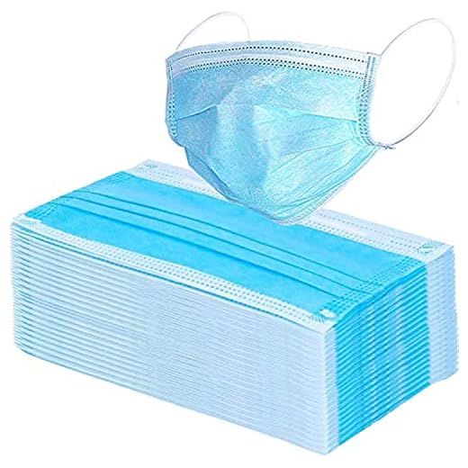 Wecolor 100 Pcs Disposable 3 Ply Earloop Face Masks, Suitable for Home, School, Office and Outdoors (Blue)