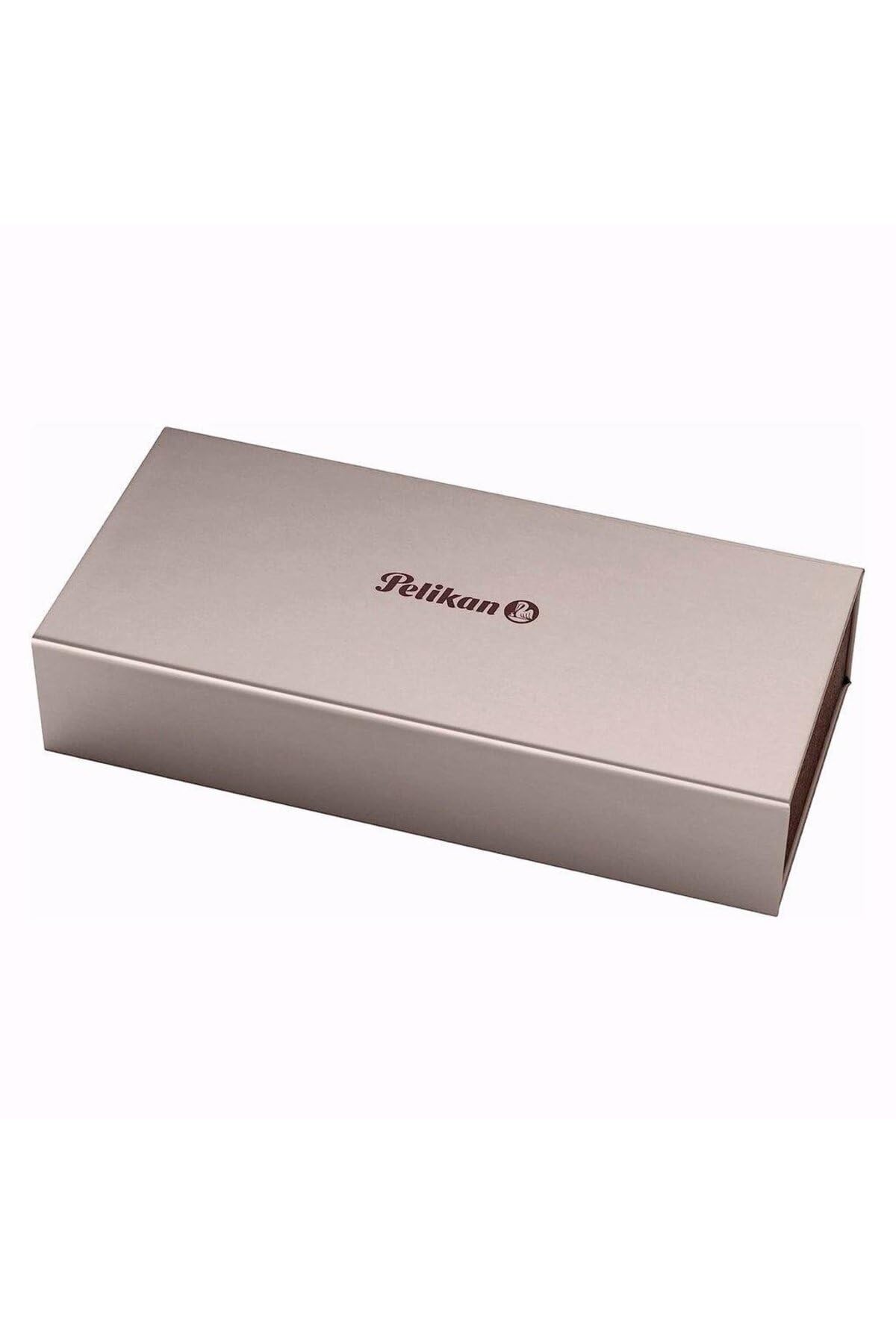 Pelikan 987792 Elegante Penna a Sfera Meccanismo a Scatto Linea K 400 Roller Souveraen Stresemann, Verde Nero, Dettagli Oro 24K, Qualità Premium, Prodotto in Germania