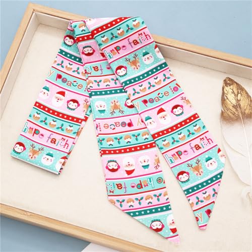 QTMY 4 Pack Christmas Purse Scarf for Bags Silk Head Scarf for Hair Neck Scarves Ribbon for Gift Wrapping,582