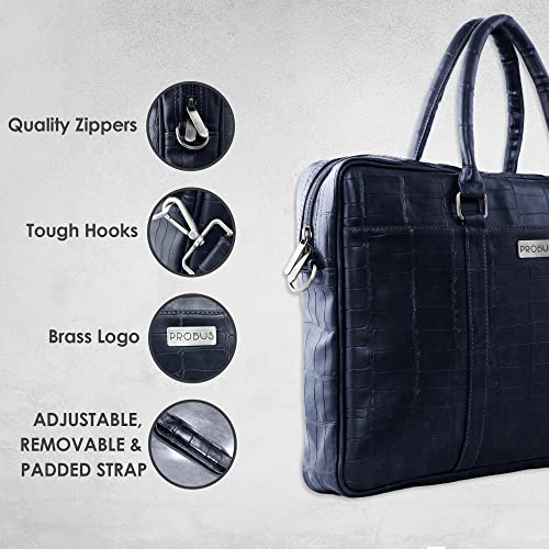 Image of Probus 13-Inch / 14 Inch / 15.6 Inch Vegan Leather Laptop Messenger Bag Sleeve Case Cover for MacBook Office Executive