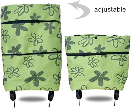 Miniatura 9 de Bolsa de compras plegable con cremallera de dos etapas, plegable, 2 en 1, carrito portátil de compras plegable con ruedas, bolsa de almacenamiento