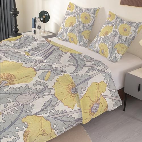 Housse de couette 240x260 fleurs microfibre avec 2 taies d'oreiller - 5