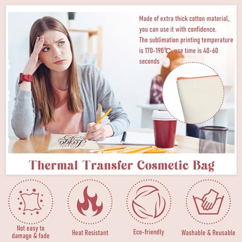 Image of Legigo Blank DIY Craft Bag Canvas Pencil Case Makeup Pouch - Multi-Purpose Travel Toiletry Zipper Bag, 8.3 x 5 Inch, Beige (Color Zipper)
