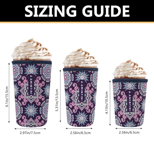 Image of 3 Pack Reusable Sleeve for Iced & Hot Drinks Cup, Neoprene Sleeve Compatible With Starbucks, Dunkin Coffee Cup (Brust Flower)
