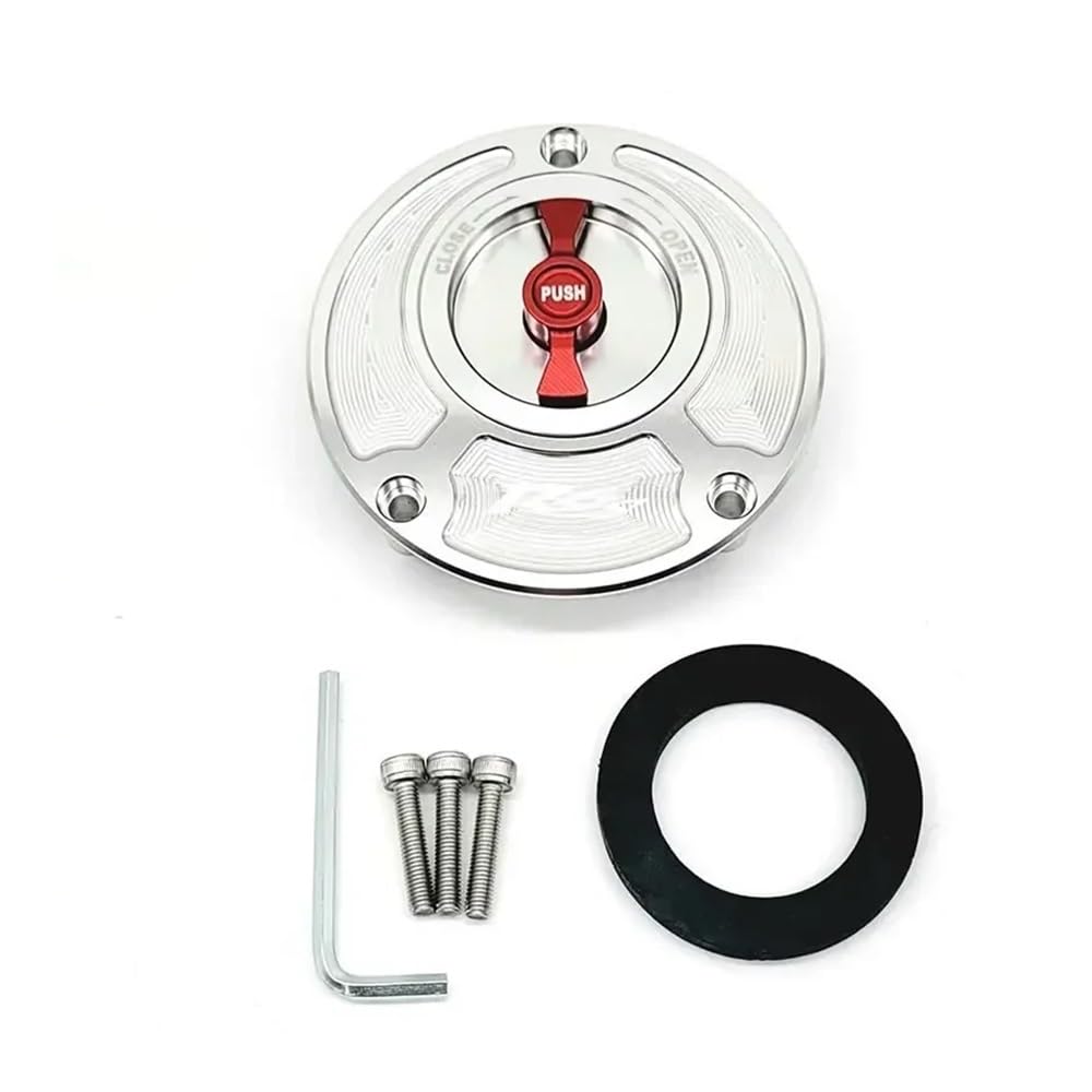 Tappo Serbatoio Carburante Moto Per R6S Tappo Serbatoio Carburante Accessori Moto Protezione Olio(Silver and Red)