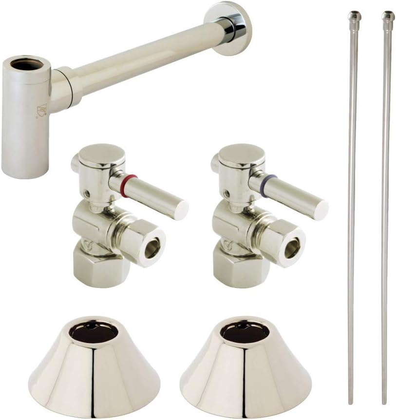 Kingston Brass CC43106DLLKB30 Trimscape Modern Plumbing Sink Trim Kit with Bottle Trap in Polished Nickel