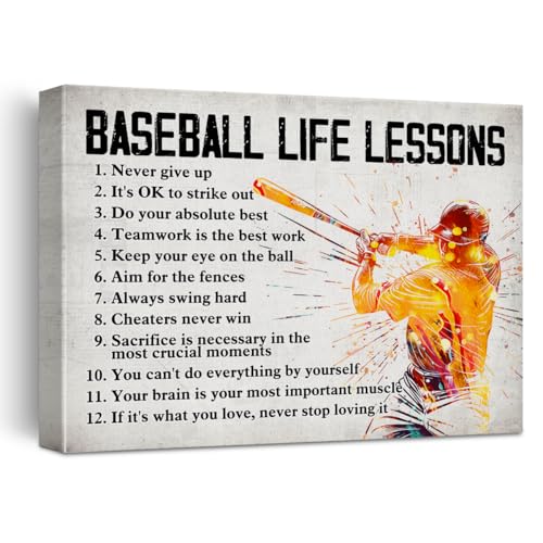 Hijie Baseball Wall Art, Motivational Canvas, 12x15 Inch