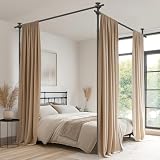 Gonnrly Room Divider Tension Rod No Drilling, Adjustable 72-200' W x 43-120' H Room Divider Curtain Rod, Black