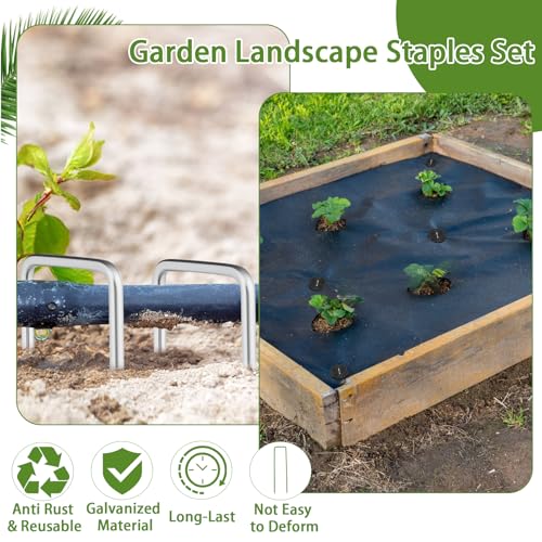 image for Ysglory 200 Packs Garden Stakes Staples 6 inch Landscape Fabric Pins L