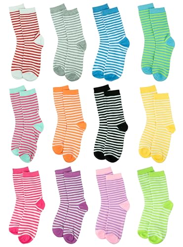 Image of Gelante 12-Pair Women's Crew Socks, Soft Thin Lightweight Breathable Athletic & Casual