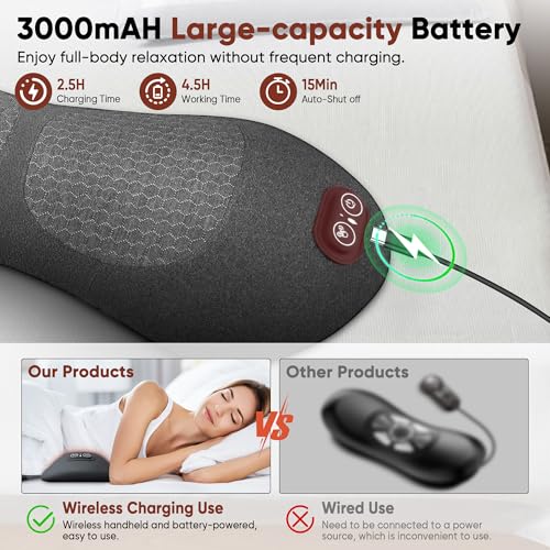 image for Hzwioe 3 in 1 Upadate Rechargeable Electric Lumbar Support Pillow with