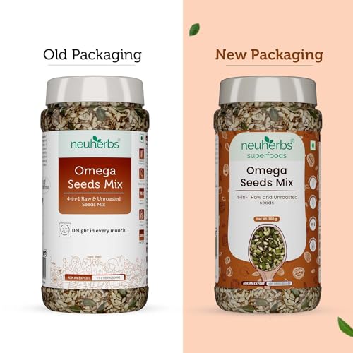 Image of Neuherbs Omega-3 Fiber 4-in-1 raw & Unroasted seeds mix 200g | Diet snacks | Super Seeds Mix For Eating | Healthy Food For Weight Management, Heart,Good Skin