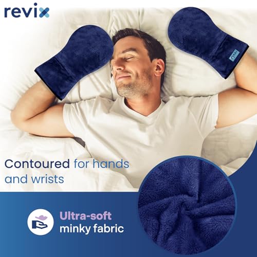 Image of REVIX Moist Heat Hand Warmers Glove, Microwavable Mittens for Finger, Navy
