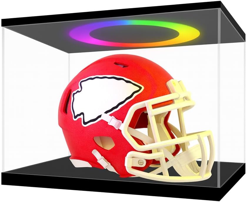 LANSCOERY Clear Acrylic Display Case with RGBW LED Light, Black Display Box with Open Door, Dustproof Showcase, Perfect for Figures Collectibles - 15.8x11x11.8 inch Black 15.8x11x11.8 inch; 40x28x30cm