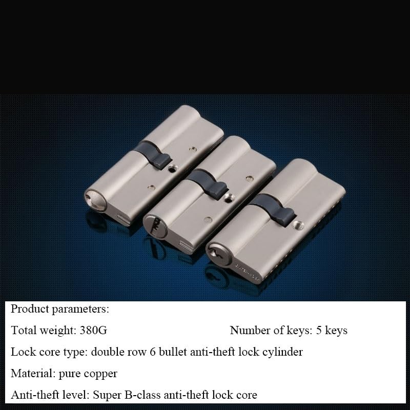 CHENJIAHAO SchließZylinder Standard Universal 60 65 70 80 85 90 95MM Kupferschlosskernzylinder Sicherheitstür-/Innenschlossgalle Zylinderschloss(90(30-60MM))