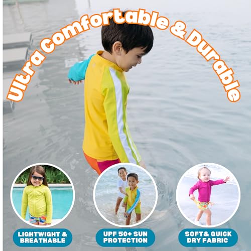 Image of SwimZip UPF 50+ Long Sleeve Rash Guard for Boys' and Girls' - Baby, Toddler, Kids