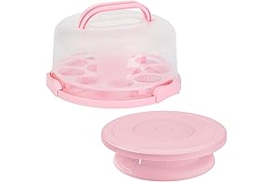 Versatile Cake Carrier with Turntable and Protective Lid