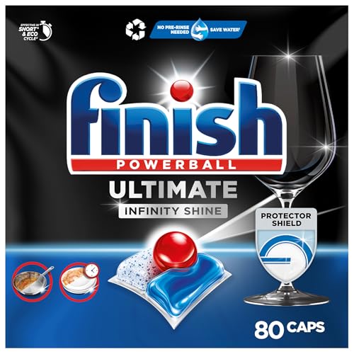 Finish Ultimate Infinity Shine Spülmaschinentabs – Geschirrspültabs für Tiefenreinigung, Fettlösekraft und Glanz mit Schutzschild – 80 Finish Caps 1