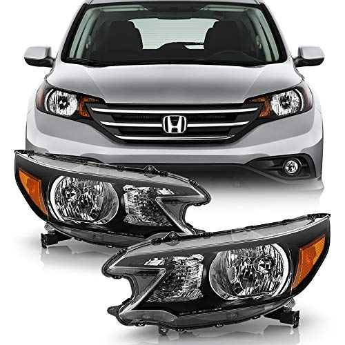 ACANII - For 2012 2013 2014 Honda CR-V Black Housing OE Style Headlights Headlamps Assembly Pair Replacement Left+Right