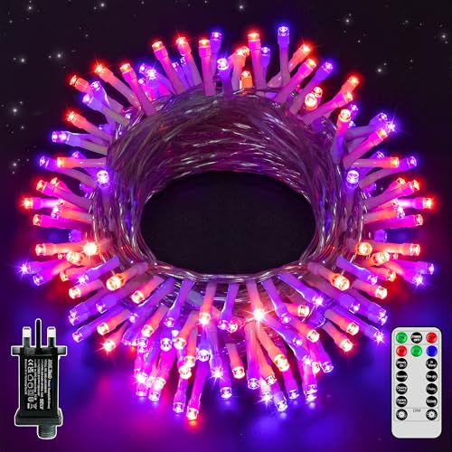 Hopexy Halloween Decorative Fairy Lights Orange Purple, 20m 200 LEDs Fairy Lights Plug in, Waterproof Mains Powered 8 Modes/Timer/Indoor Outdoor Lighting for Halloween Party Garden Autumn Decoration