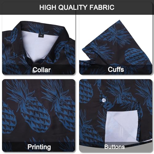 Rioofinx Mens Hawaiian Shirts Short Sleeve Casual Button Down Tropical Pineapple Shirt(LBL-S) — view 6