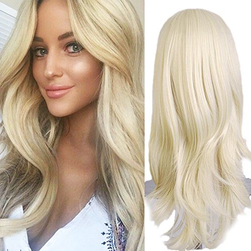 Elailite® Blonde Womens Wigs Fancy Dress Wig Cosplay 23" / Mono-Color -[ Bleach Blonde]