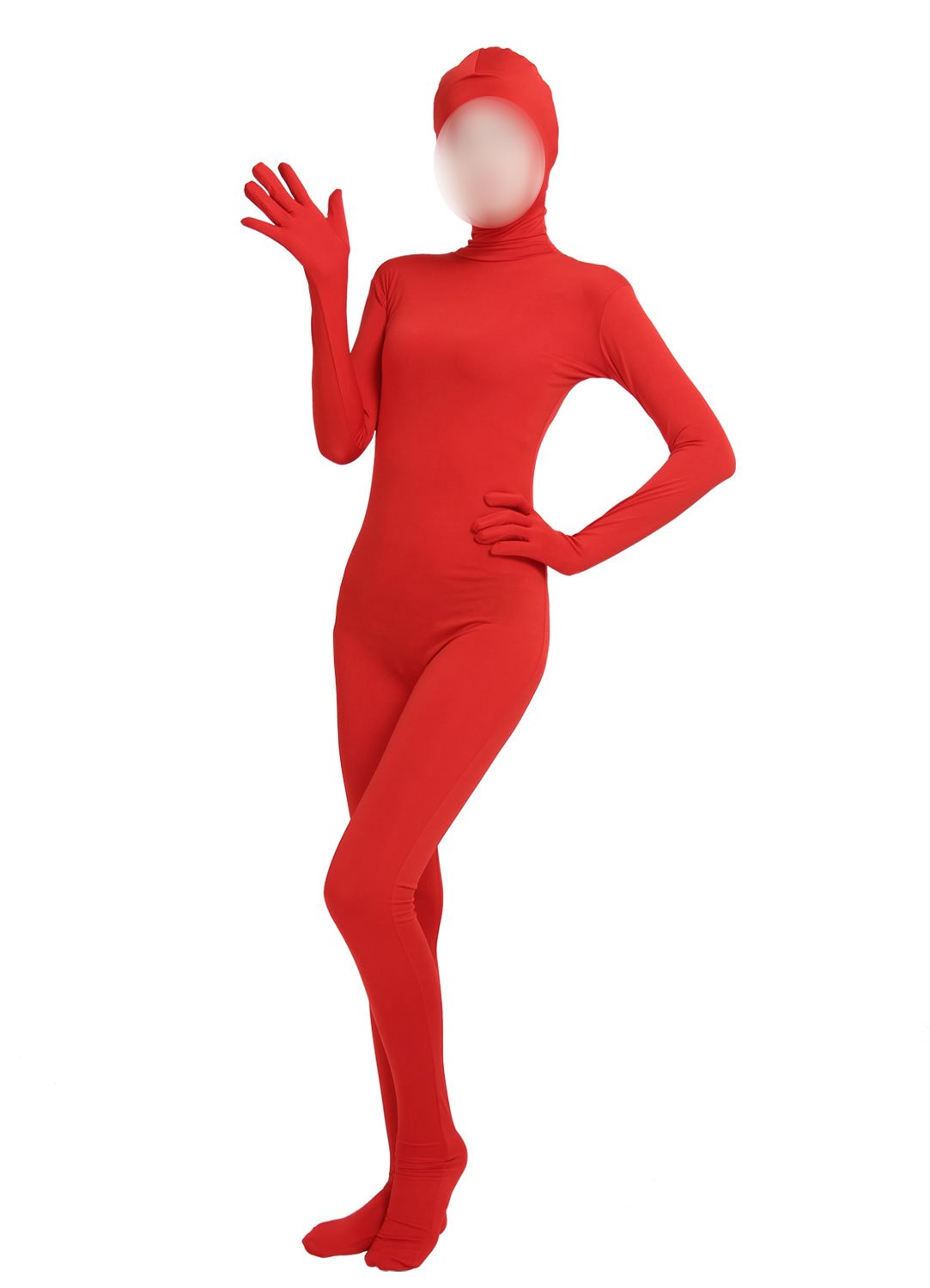 lucky baby store Girls' Women's Full Body Open Face Spandex Lycra Unitard Mask Zentai Costume Bodysuit (XL, red)