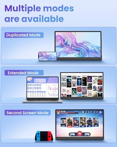 Image of 15.6 inch Wireless Portable Monitor for Laptop Support AirPlay Miracast | FHD 1080P IPS Display,USB-C & HDMI,G-Sensor Auto-Rotate,Plug & Play,Travel Monitor Compatible with PC,Phone,PS4 /5,Xbox,Switch