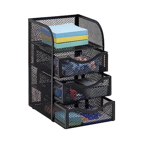 Mind Reader Desktop Accessory Storage, Paper Binder Clip Basket, Workspace, Office, Metal Mesh...