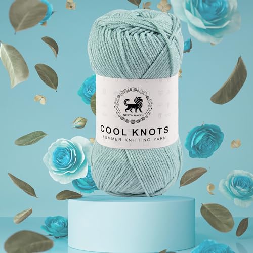 Image of NESTNHAVEN Cool Knots, Hand Knitting Yarn (1 Yarn Ball 100g) - Luxury for Crochet, Amigurumi, Embroidery, Toys, Garments, Flowers and Hobby Projects (Ice Blue)