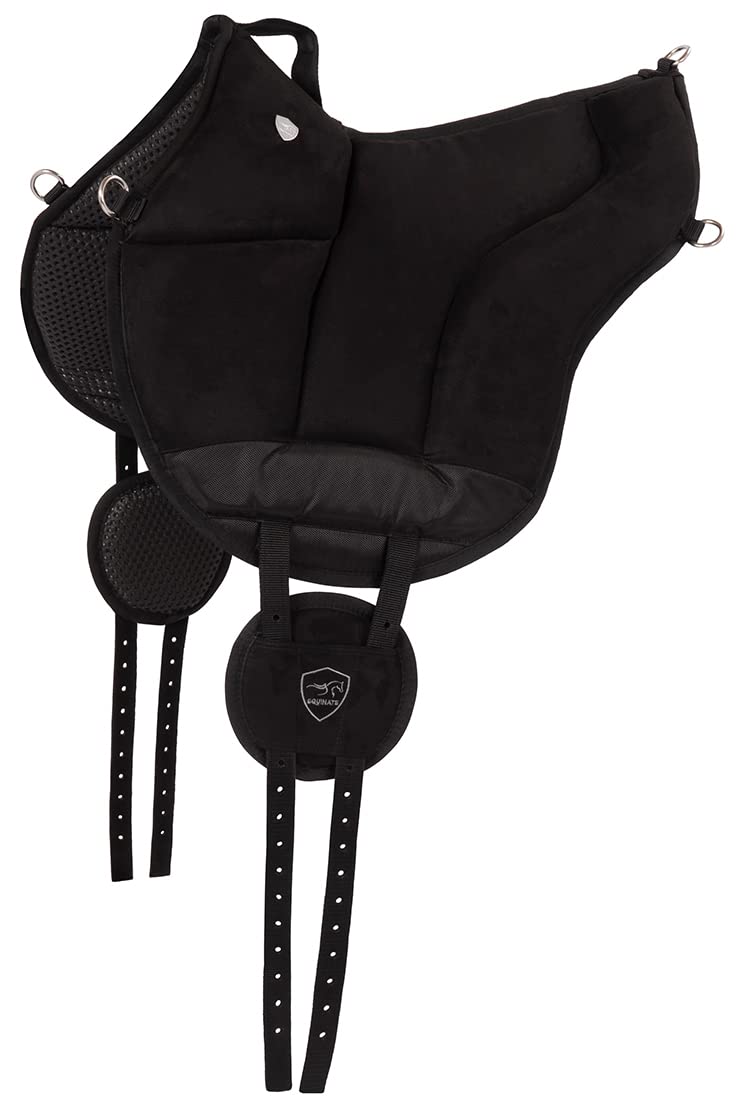 Equinate Reitpad Toledo aus Mikrofaser Schwarz - Bareback Pad mit Neopren Unterseite