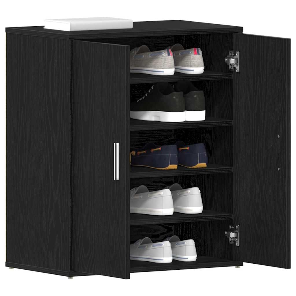 vidaXL Shoe Cabinet Black Oak 60 x 35 x 70 cm Engineered Wood, Living Room Storage, Modern Shoe Rack, Durable Footwear Organizer, Compact Entryway Solution, Rectangular Indoor Cabinet