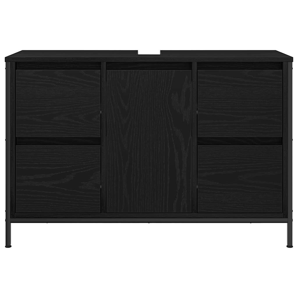 Meuble lavabo avec tiroirs chêne noir 90 x 34,5 x 60 cm