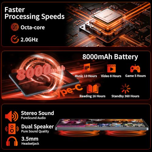 Image of Android 16 Tablet with Keyboard - 26GB+256GB+2TB Expand, Gemini AI-Green