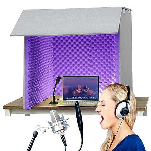 Cabina de aislamiento portátil WORDFUN para grabación, 80x80x80 cm, pantalla de aislamiento para micrófono, cubierta insonorizada de escritorio miniatura 1