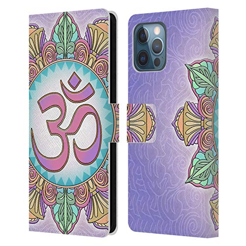 Funda cuero iPhone 12 Pro Max tipo libro con tapa mandala bohemio viejo vibe