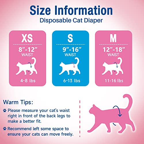 Image of Pet Soft Disposable Cat Diapers for Female & Male Cats, Puppy Doggie Diapers for Female Dogs with Adjustable Foam Tail Hole, 24pcs Medium