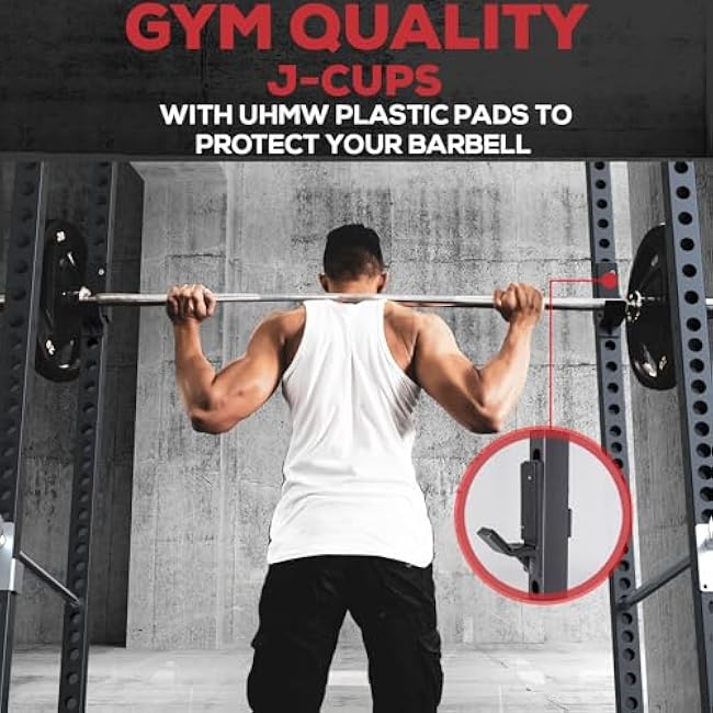 Iron Crush i200 Power Rack ¨C Multi-Function Squat Rack with Solid Safety Bars and J-Hooks ¨C Optional LAT Pulldown, Landmine Attachments - Home Gym Power Cage Bench Rack (Power Rack Only)