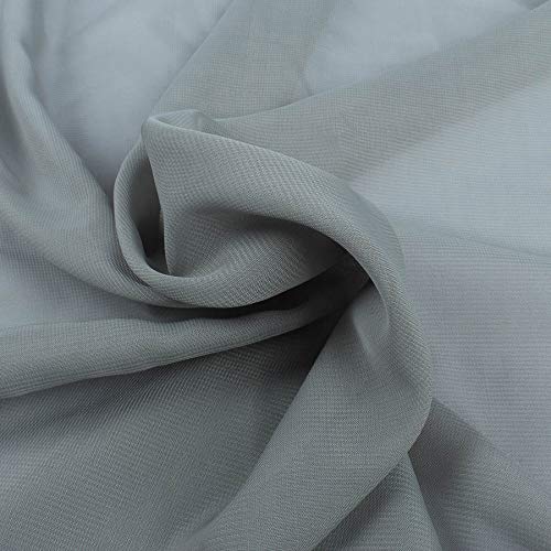 Polyester Chiffon Fabric 100D Drape Bridal Georgette for Making Wedding Dress Han fu Cloth Party Costume 150cm Wide, Sold by the metre (Silver)