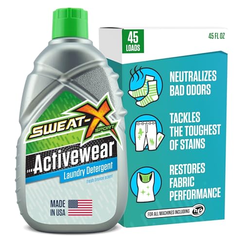 SWEAT X Original Activewear Laundry Detergent Liquid - Natural Washing Detergent for Activewear & Gym Clothes - Non Toxic Laundry Detergent for Sensitive Skin - Concentrated, 45 Loads (1 Bottle)