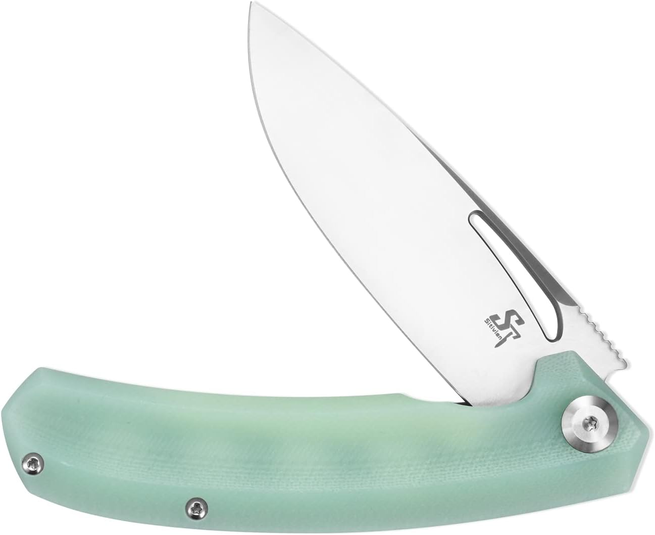 Sitivien ST119 Folding Knife, D2 Steel Blade and G10 Handle EDC Tool Knife with Pocket Clip for Outdoor Camping Hiking Survival(Jade)