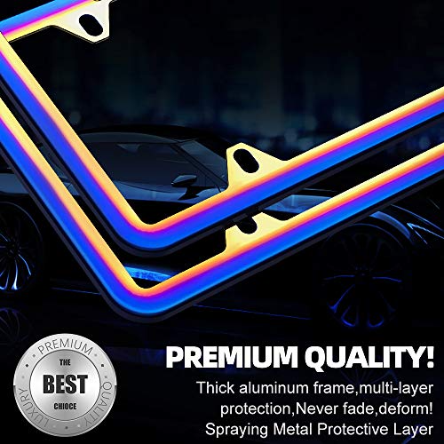 SHARE&CARE Chrome Chameleon License Plate Frame Dazzle Color Car License Plate Cover Holders for US Vehicles with Screw Set - 2 Pack (Without Logo)