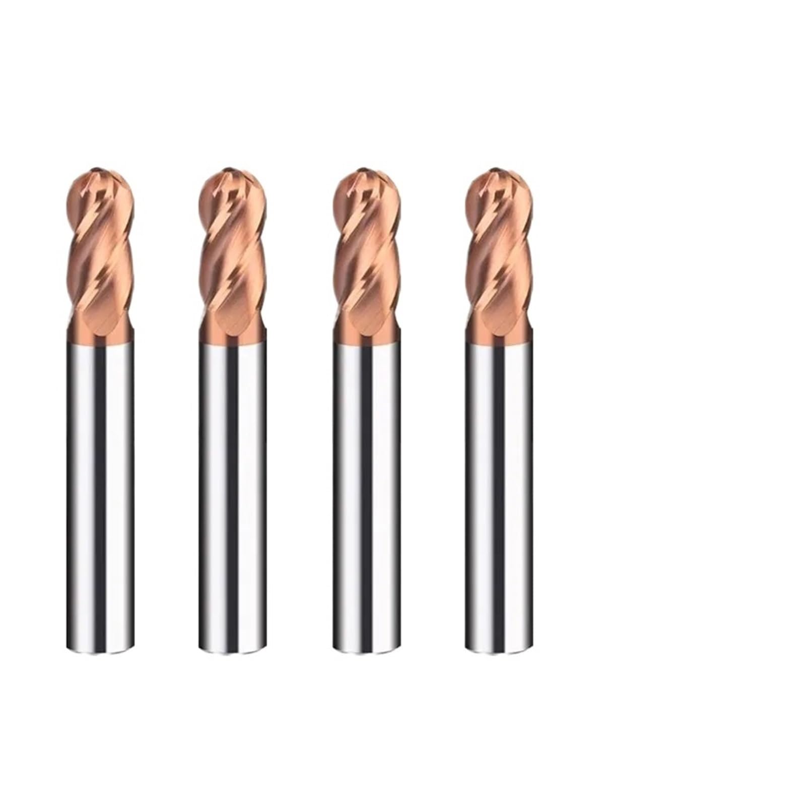 cuchilla de cabeza, Fresa de punta esférica de 4 ranuras con revestimiento de carburo de tungsteno de acero HRC60(R6x24x12x75Lx4T)