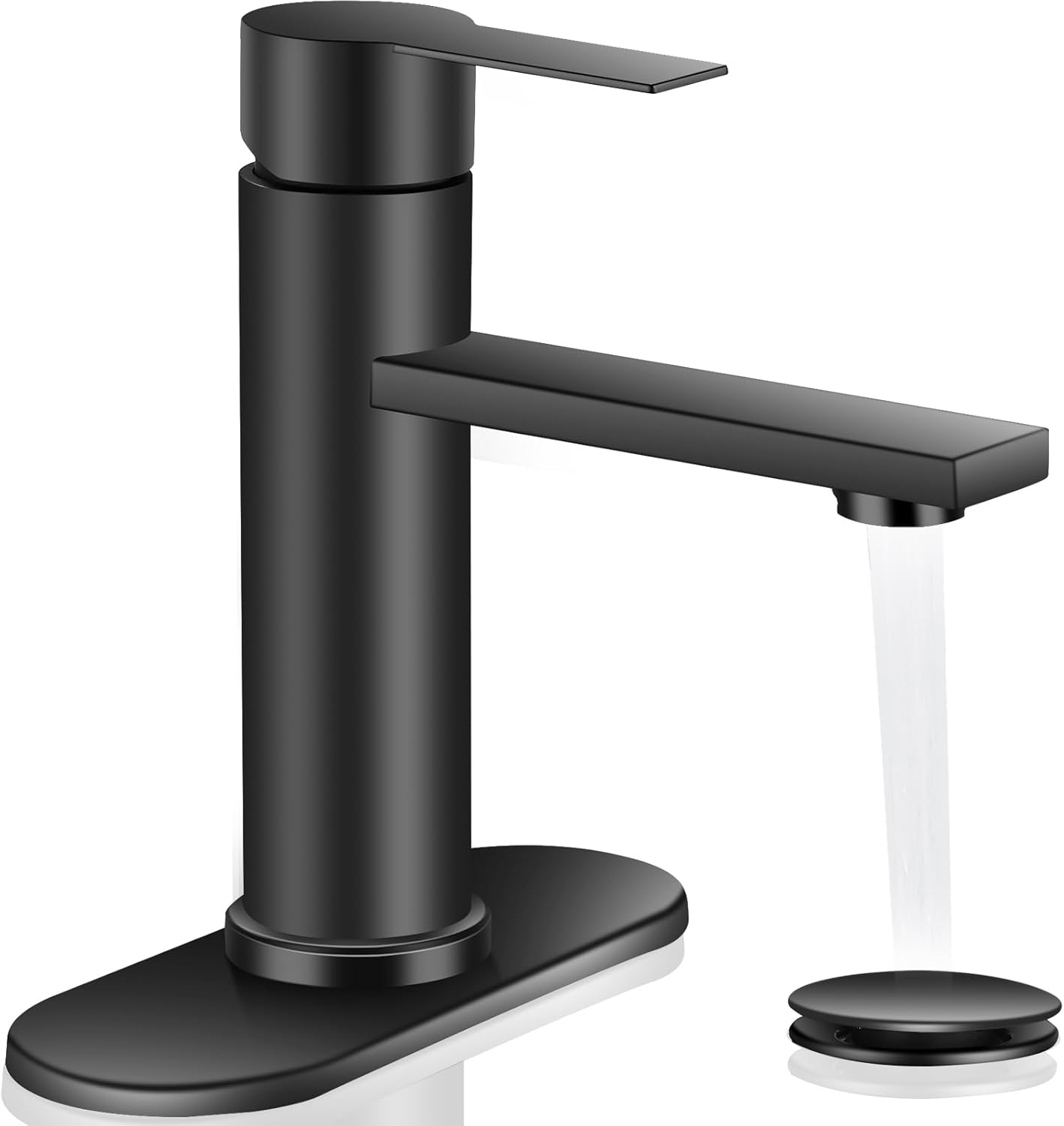 Bathroom Faucet Single Hole Single Handle Vanity Faucet Modern Sink RV Black Bathroom Faucet with Pop-up Drain for 1 - or 3 Hole Sink (Black)