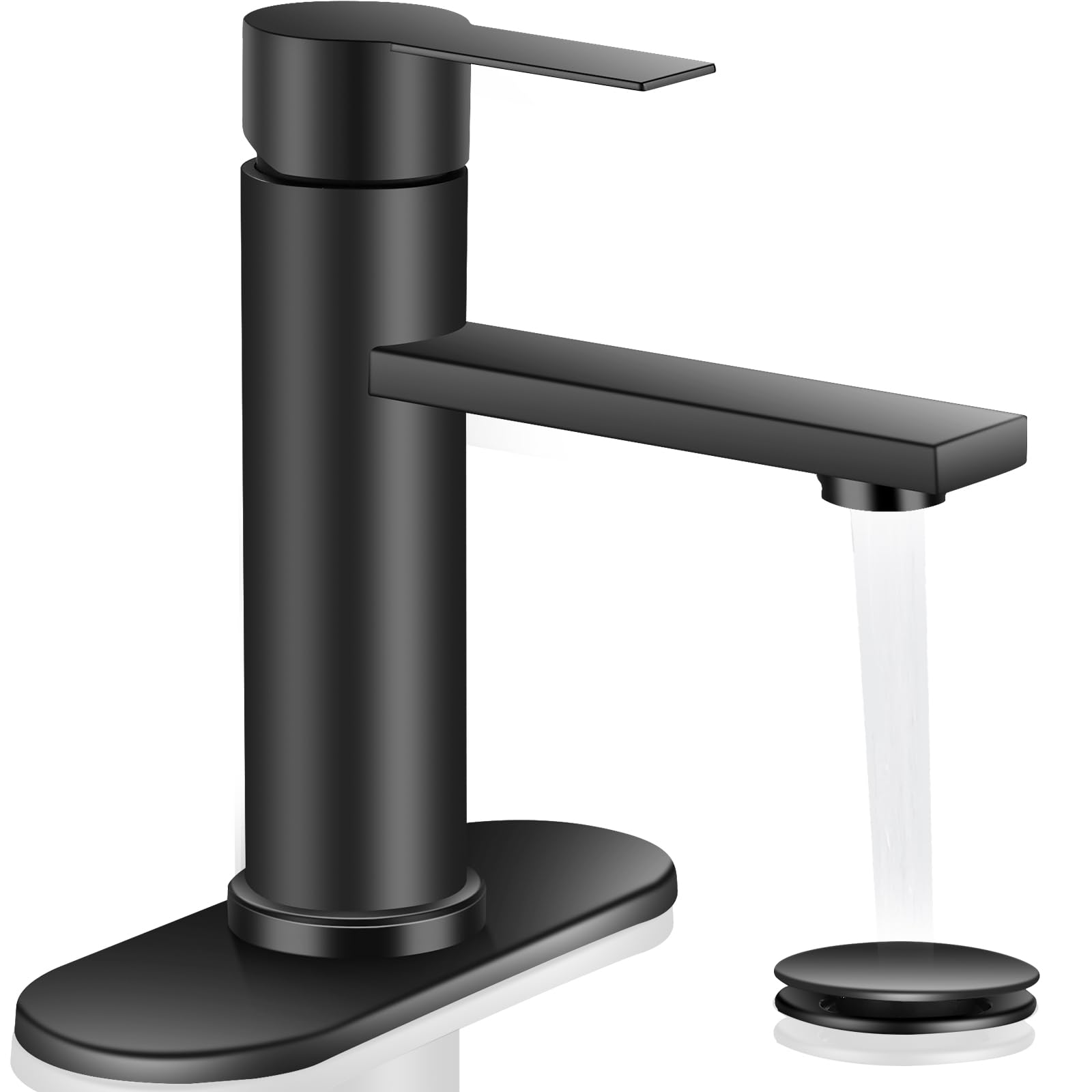 Bathroom Faucet Single Hole Single Handle Vanity Faucet Modern Sink RV Black Bathroom Faucet with Pop-up Drain for