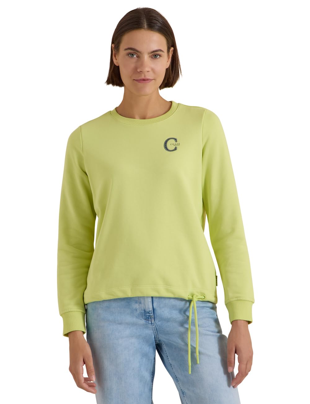 Cecil Sweatshirt with Crew Neck and Drawstring, Citrine Green, L